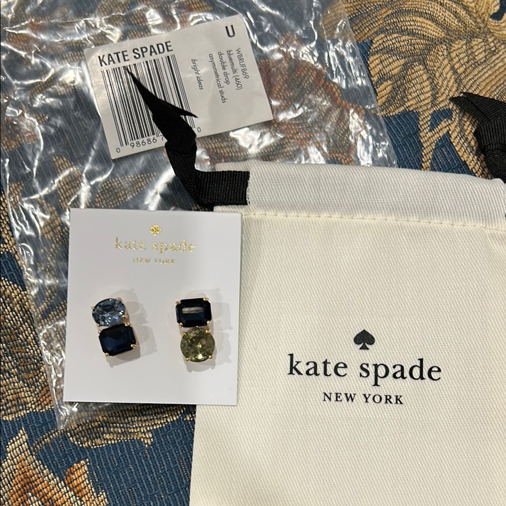 NWT Kate Spade Blue and Green Stud Earrings